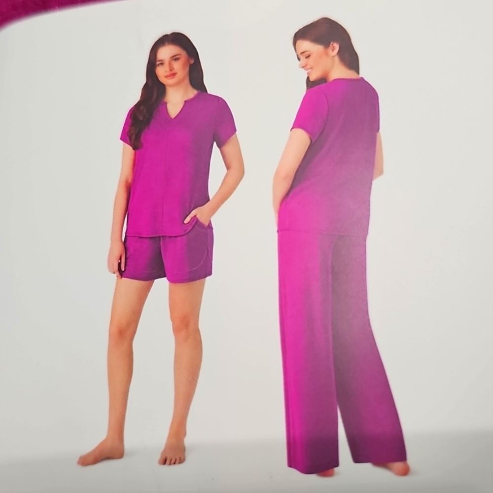 Midnight by Carole Hochman Fuchsia Women's Pajama 3 Set